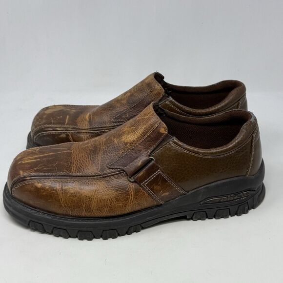 GBX Chunky Shoes Mens 12 M Brown Distressed Leather Slip On Vintage Y2K Biker - Picture 2 of 16